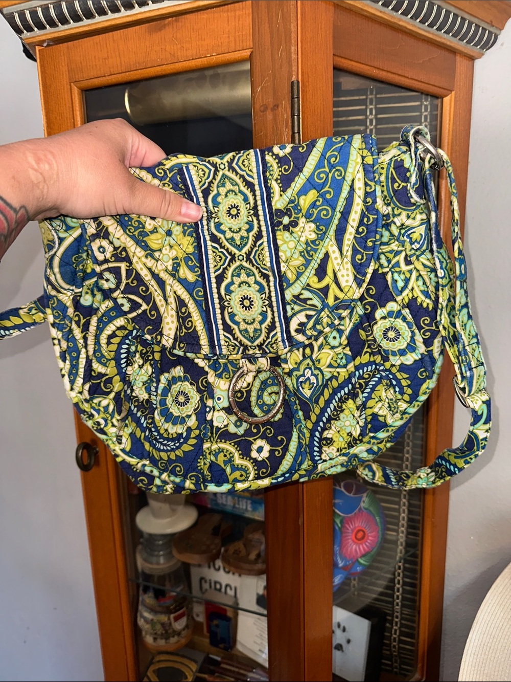 Vera Bradley Paisley Quilted Crossbody Bag - Navy, Lime, Teal
